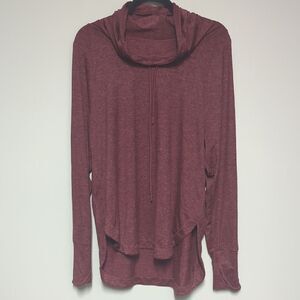 Athleta Cozy Maroon Cowl Neck Hooded Pullover